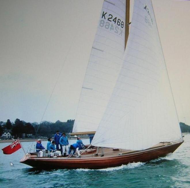 Morning Cloud III racing off Cowes with Sir Edward at the helm © Arundells